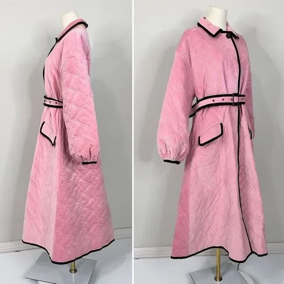 Hunter Bell Hightower Coat Pink Heart Quilted Velvet Factory Sample Sz 4 - Picture 7 of 16